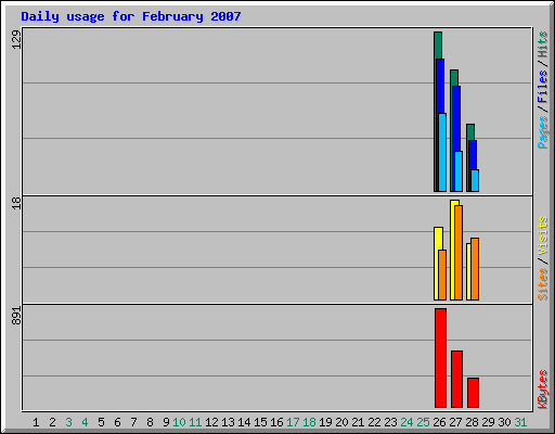 Daily usage for February 2007